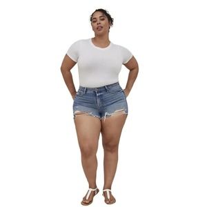 Torrid Mid-Rise Shortie 35in Denim Jean Short-26